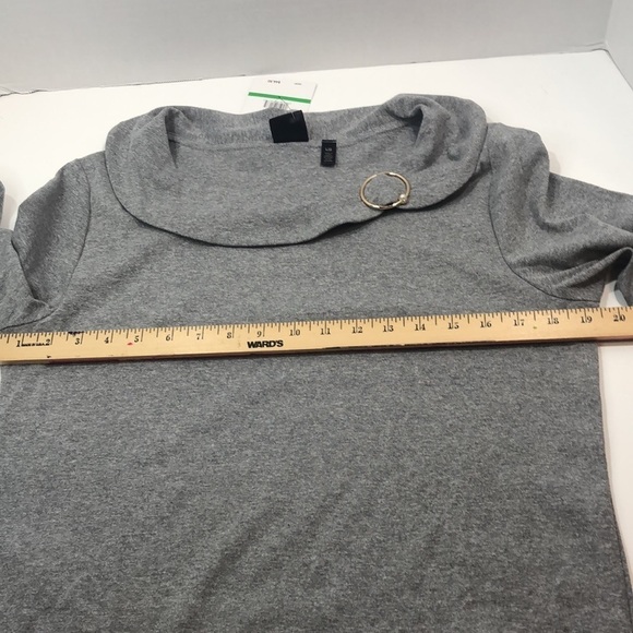 Rafaella Women s Silver Heather 3/4 Sleeve Cotton Blend Scoop Neck Sweater L - Picture 6 of 7